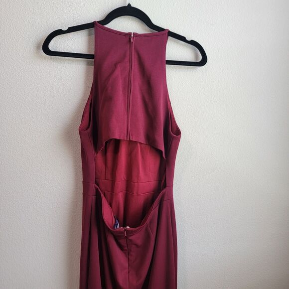 ABBY PARIS Floor-Lenght Formal Dress Burgundy Slit at Front Sz 8 Tall - Picture 5 of 10